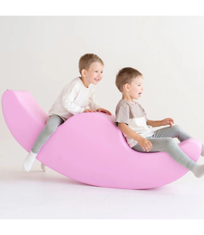 Roze schommelwip voor twee kinderen – spelenderwijs motoriek trainen