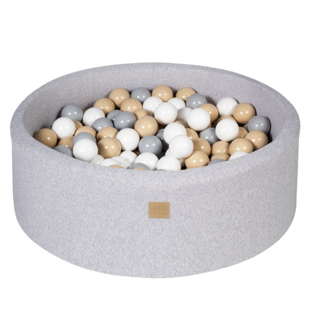 Safari ball pit 250 balls – grey cotton, including grey, beige and white balls