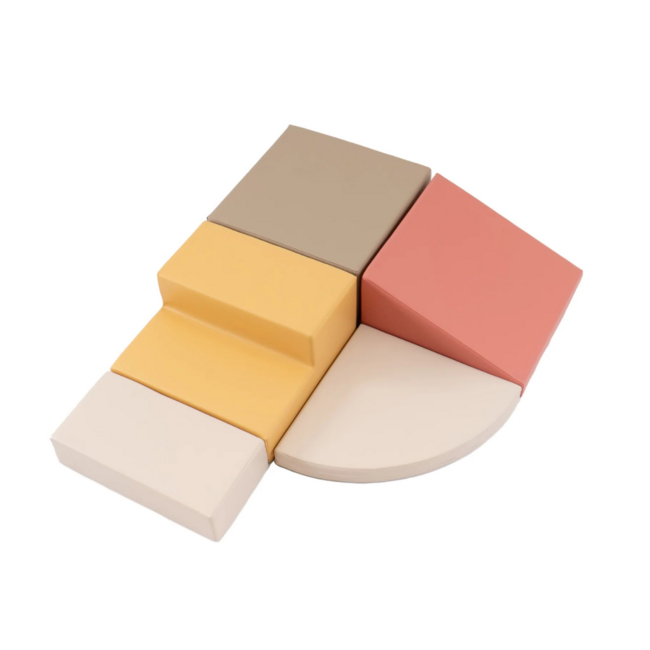 Foam blokken set corner pastel pink – zachte speelelementen voor balans en motoriek