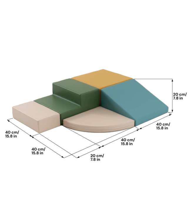 Foam blokken set Corner – creatief en veilig speelplezier in turquoise