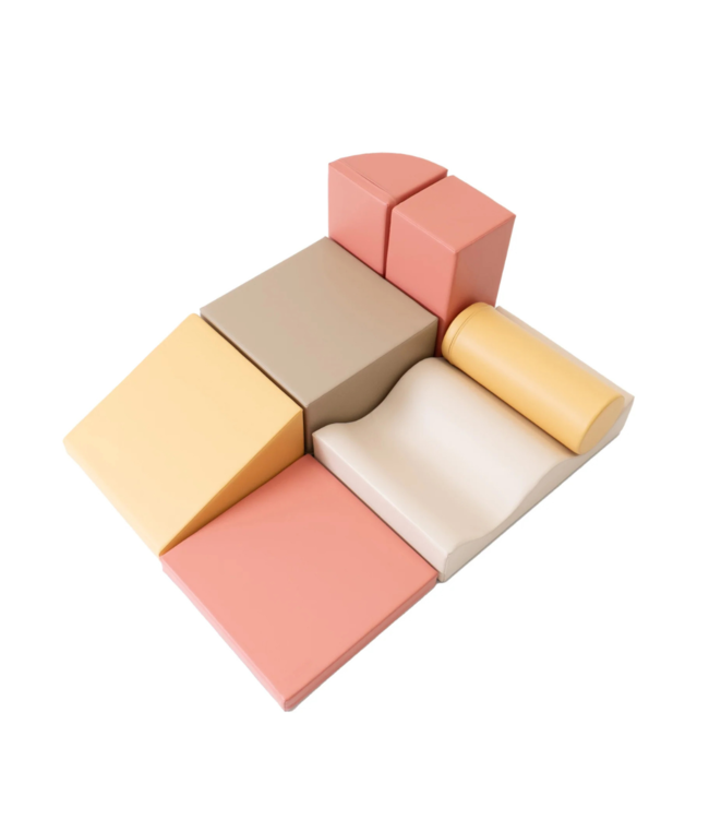 Foam blokken set Discover in pastel pink – zachte speelblokken voor kinderen
