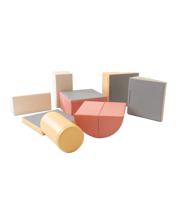 Softplay foam blokken set in pastel pink – stimuleert motoriek en creativiteit