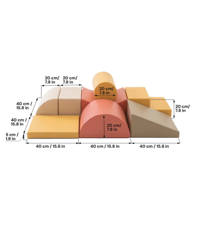 Softplay foam blokken set in pastel pink – stimuleert motoriek en creativiteit