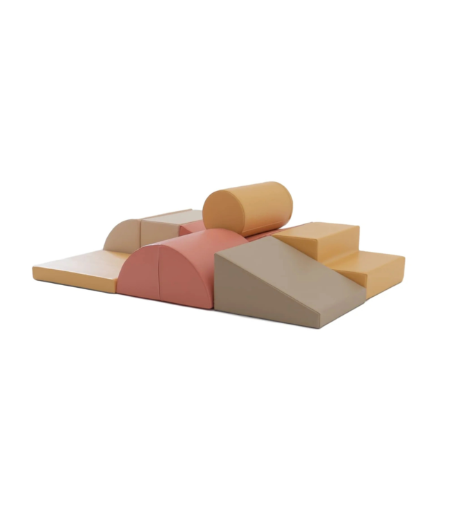 Softplay foam blokken set in pastel pink – stimuleert motoriek en creativiteit