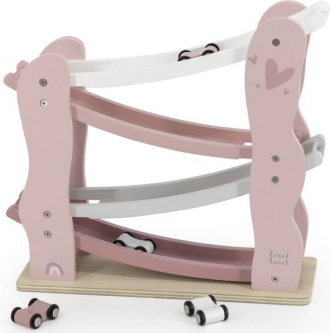 Houten autobaan | Duurzaam speelplezier voor peuters| Roze