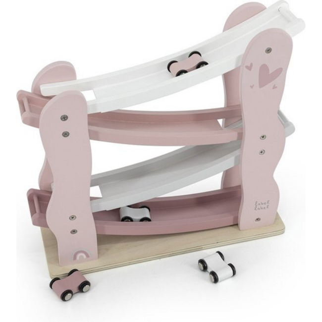 Houten autobaan | Duurzaam speelplezier voor peuters| Roze