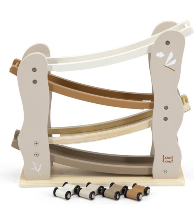 Houten autobaan | Duurzaam speelplezier voor peuters| Beige