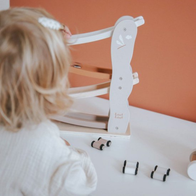 Houten autobaan | Duurzaam speelplezier voor peuters| Beige