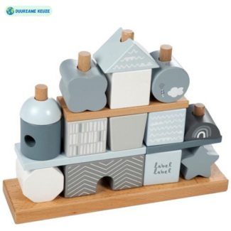 Label Label Houten stapelblokken | huis