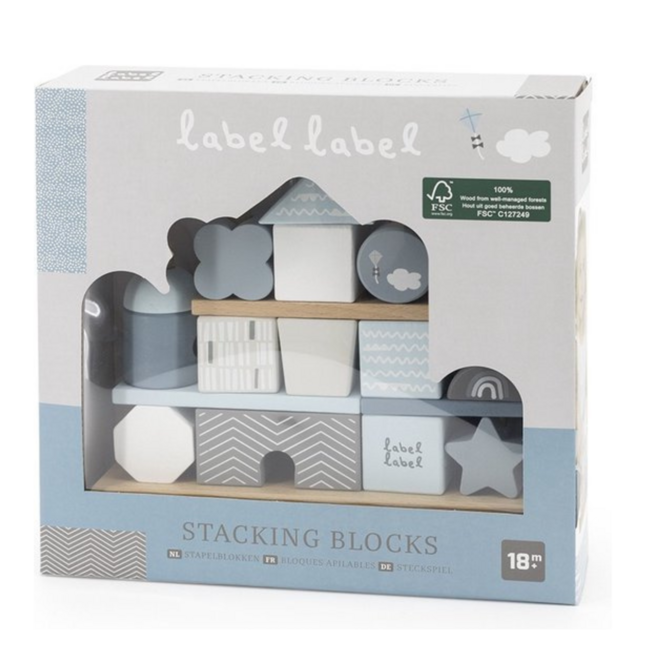 Houten stapelblokken | Duurzaam speelplezier voor peuters| Blauw