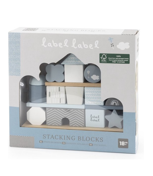Houten stapelblokken | Duurzaam speelplezier voor peuters| Blauw