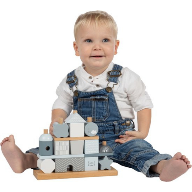 Houten stapelblokken | Duurzaam speelplezier voor peuters| Blauw
