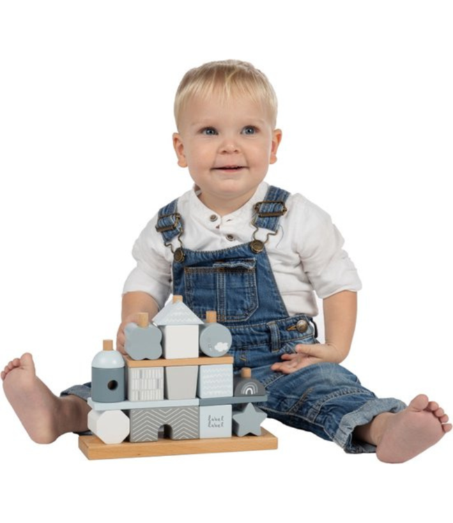 Houten stapelblokken | Duurzaam speelplezier voor peuters| Blauw