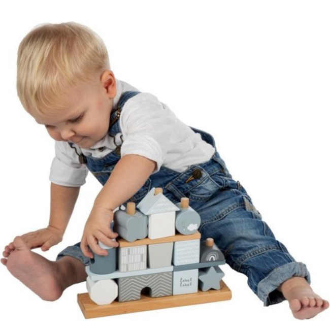 Houten stapelblokken | Duurzaam speelplezier voor peuters| Blauw