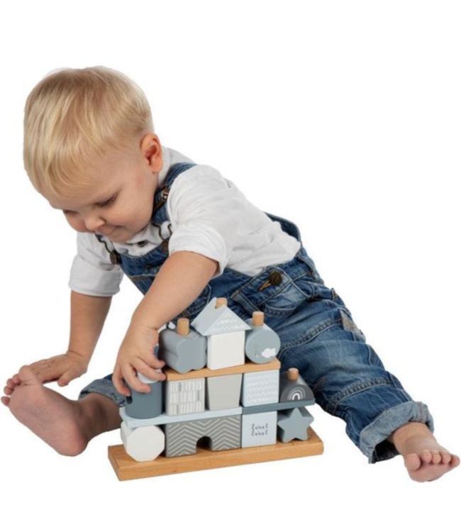 Houten stapelblokken | Duurzaam speelplezier voor peuters| Blauw