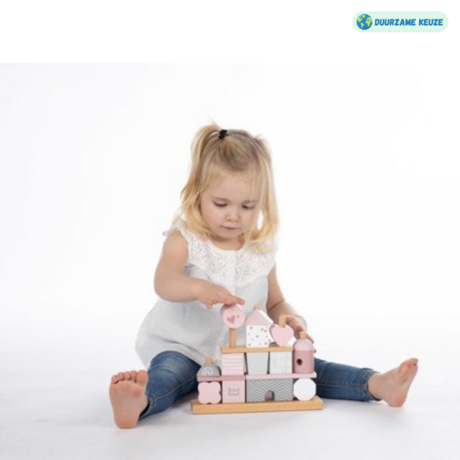 Houten stapelblokken | Duurzaam speelplezier voor peuters| Roze