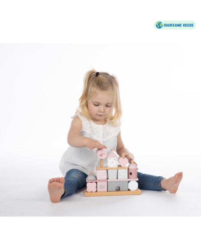 Houten stapelblokken | Duurzaam speelplezier voor peuters| Roze