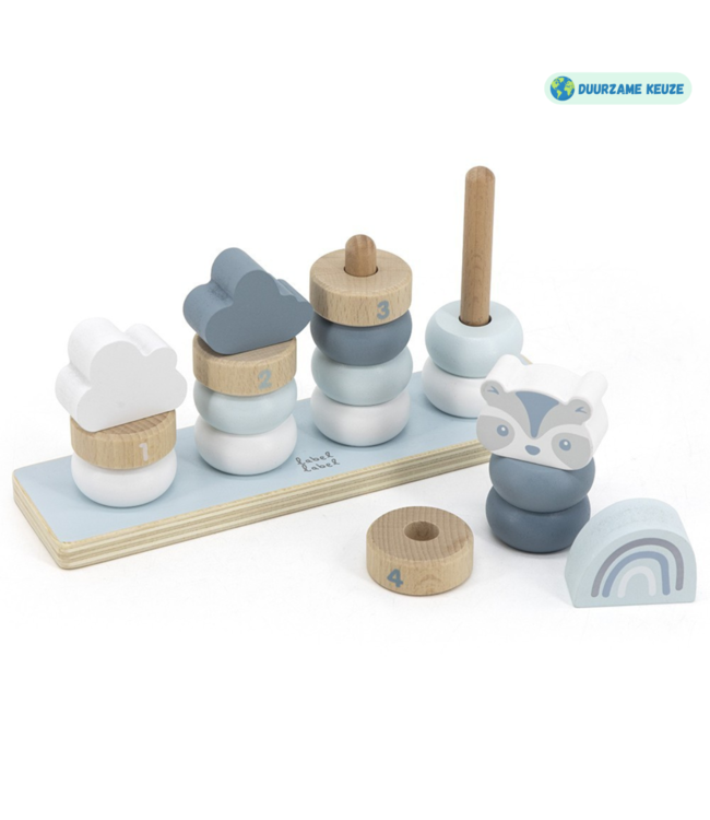 Houten stapeltoren | Duurzaam speelplezier voor peuters| Blauw