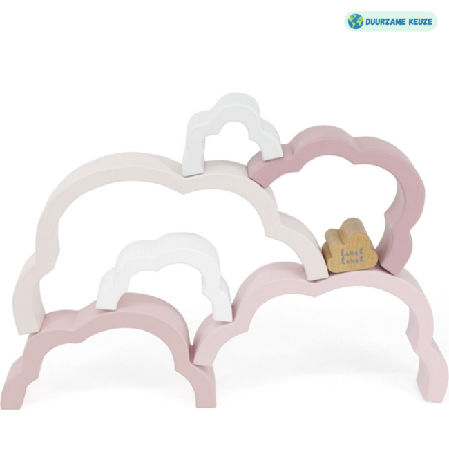 Puzzle arc-en-ciel en bois rose – jouet durable et créatif