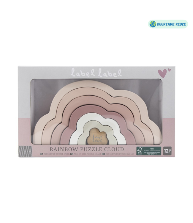 Houten regenboog puzzel in roze – duurzaam en creatief speelgoed