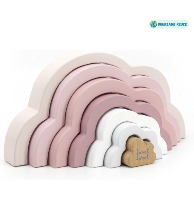 Houten regenboog puzzel in roze – duurzaam en creatief speelgoed