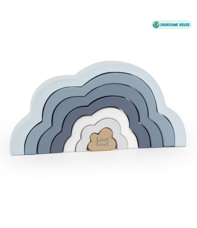 Houten regenboog puzzel in blauw – stimulerend en duurzaam speelgoed