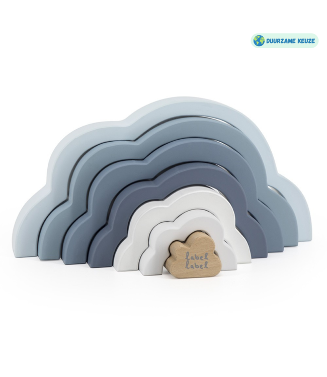 Houten regenboog puzzel in blauw – stimulerend en duurzaam speelgoed