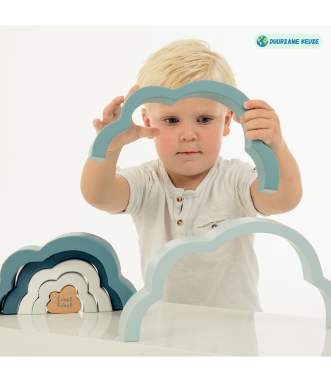 Houten regenboog puzzel in blauw – stimulerend en duurzaam speelgoed