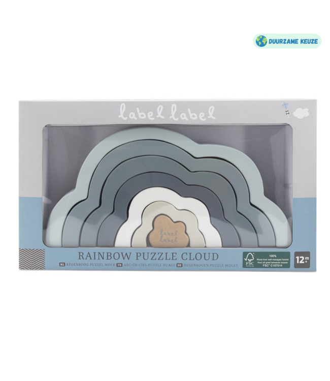 Houten regenboog puzzel in blauw – stimulerend en duurzaam speelgoed