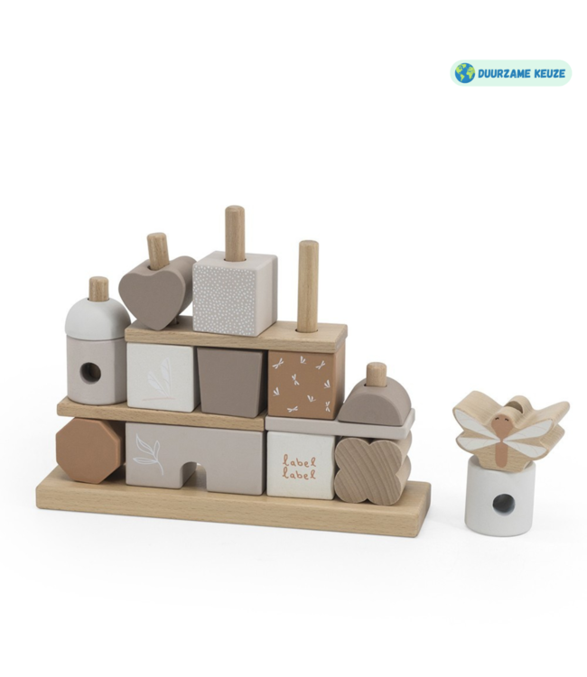 Houten stapelblokken | Duurzaam speelplezier voor peuters| Beige