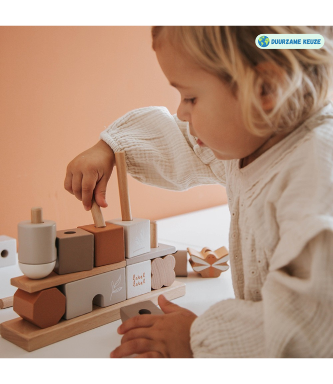 Houten stapelblokken | Duurzaam speelplezier voor peuters| Beige