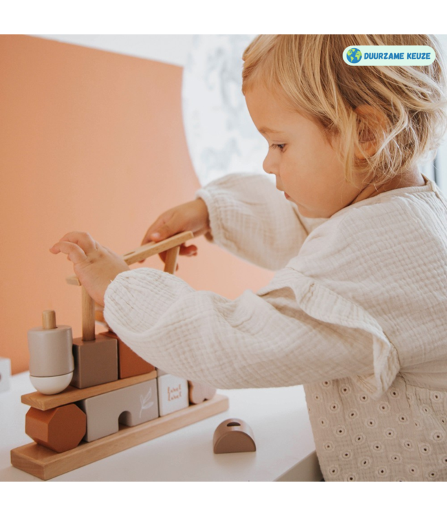 Houten stapelblokken | Duurzaam speelplezier voor peuters| Beige