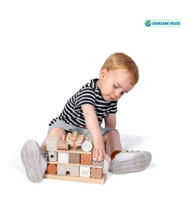 Houten stapelblokken | Duurzaam speelplezier voor peuters| Beige