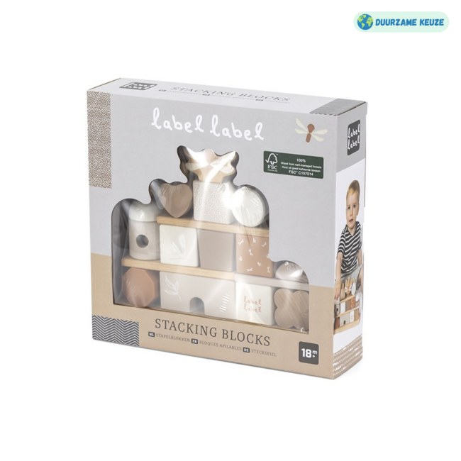 Houten stapelblokken | Duurzaam speelplezier voor peuters| Beige