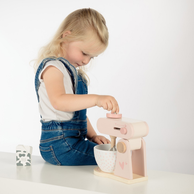 Mixeur de cuisine en bois vert rosa pour des jeux imaginatifs