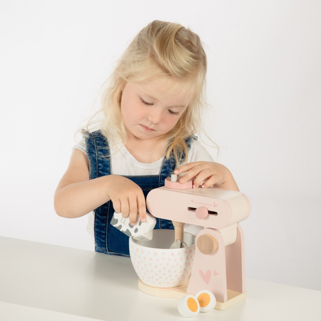 Wooden kitchen mixer in  pink  for imaginative play