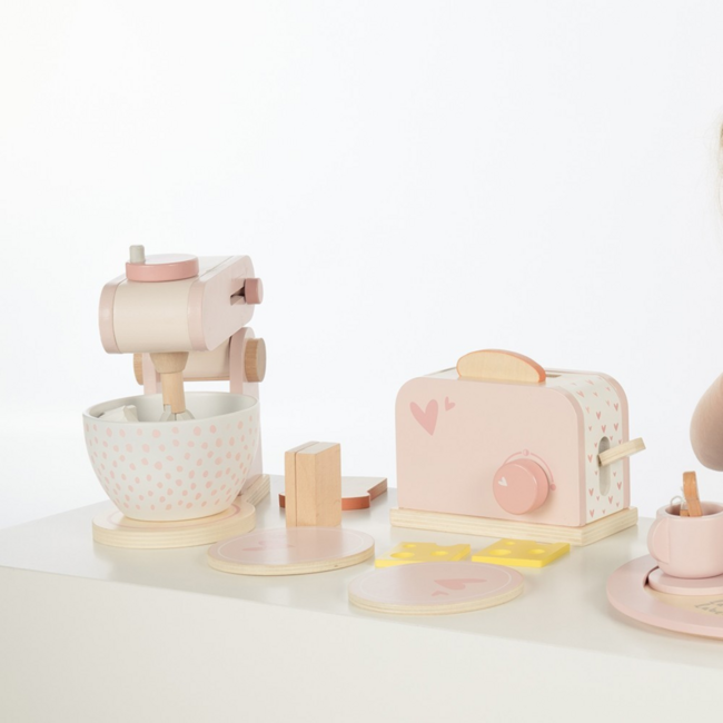 Mixeur de cuisine en bois vert rosa pour des jeux imaginatifs