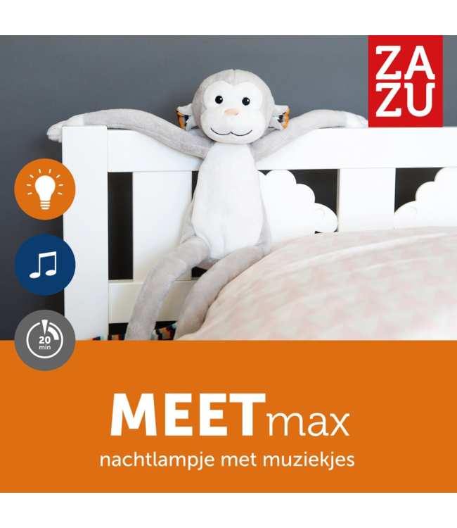 Zachte knuffelaap met rustgevend nachtlampje en slaapliedjes