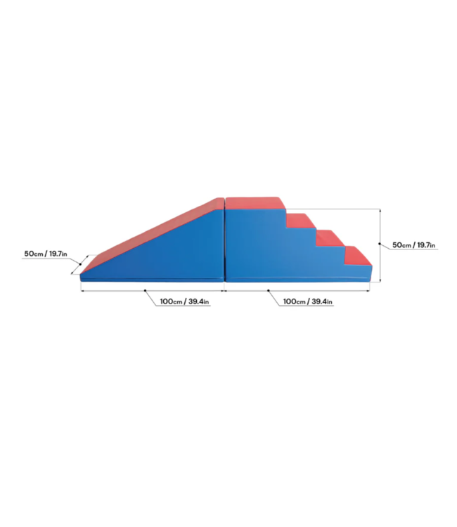 Foam blokken glijbaan XXL blauw-rood – klim- en glijset voor actief speelplezier