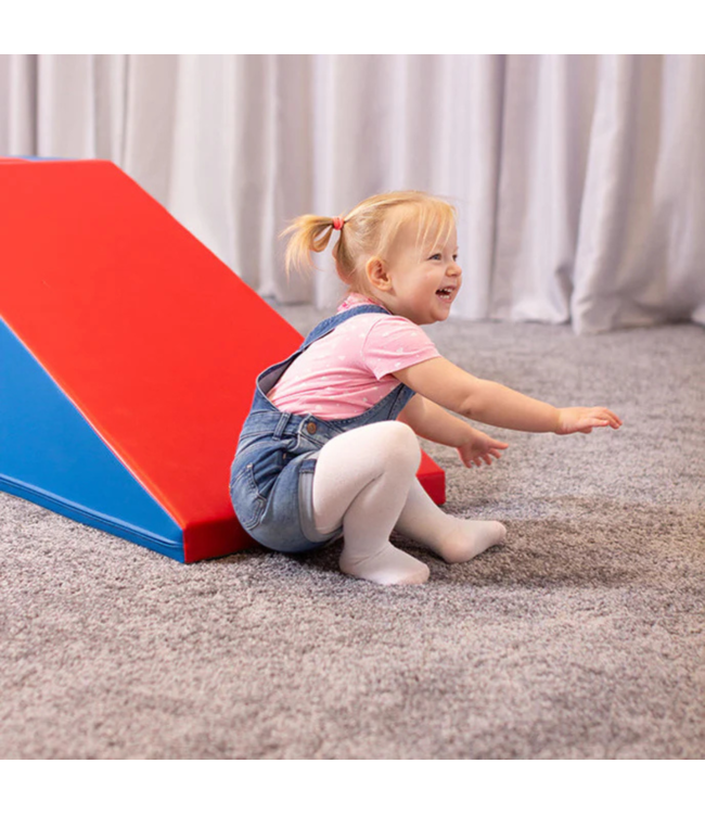 Foam blokken glijbaan XXL blauw-rood – klim- en glijset voor actief speelplezier