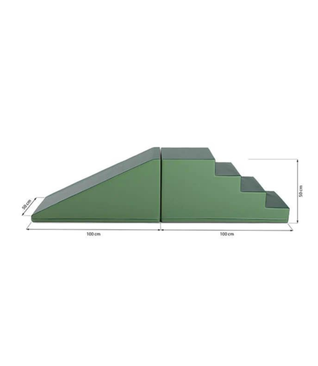 Foam blokken glijbaan XL groen – speelset met trap en glijbaan