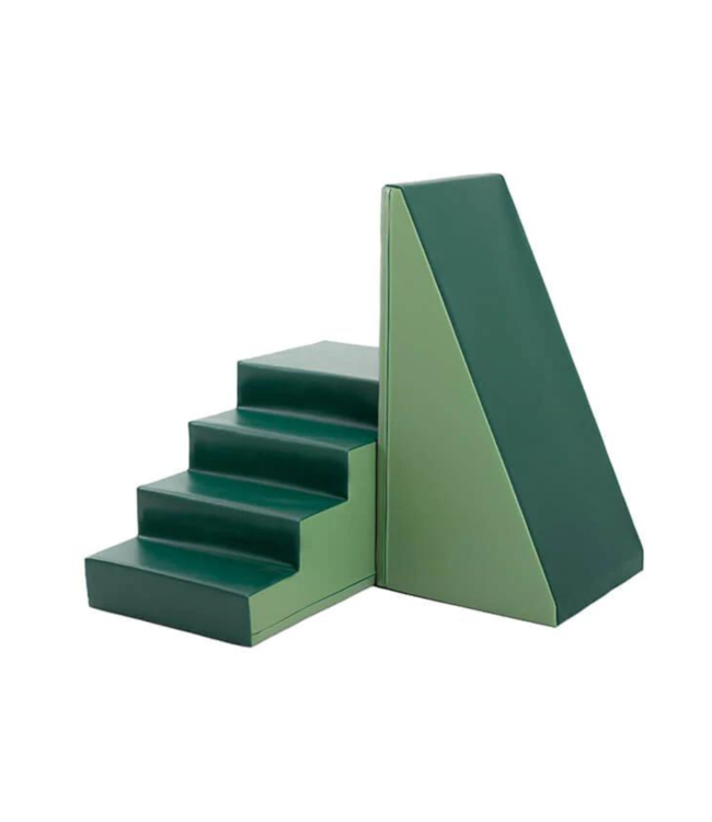 Foam blokken glijbaan XL groen – speelset met trap en glijbaan