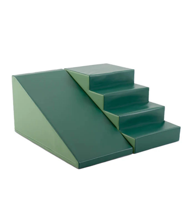 Foam blokken glijbaan XL groen – speelset met trap en glijbaan