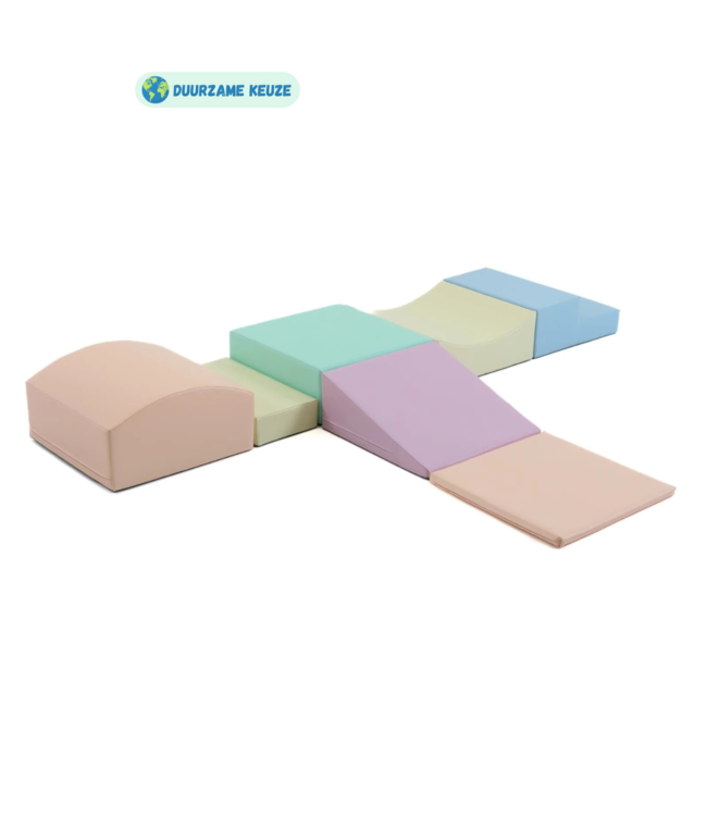 Foam speelblokken Little Crawler – 7-delige set in zachte pastelkleuren voor kruipende ontdekkers