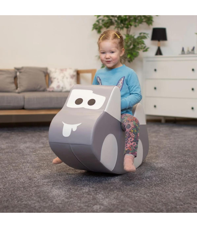 Foam rocker auto – veilige en comfortabele schommelauto in grijs