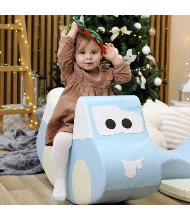 Foam rocker auto – veilige en comfortabele schommelauto in licht blauw