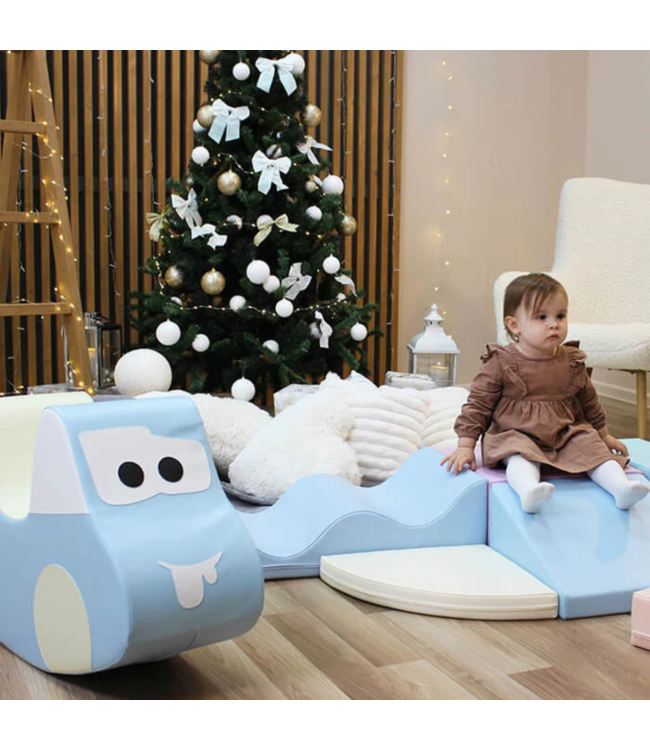 Foam rocker auto – veilige en comfortabele schommelauto in licht blauw