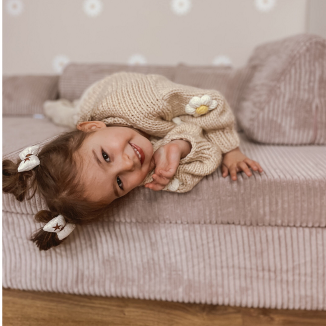 Mini speelbank lavendel corduroy – Montessori meubels voor spel en rust