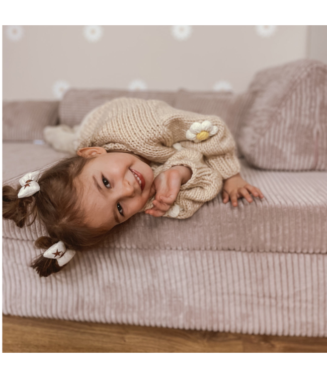 Mini speelbank lavendel corduroy – Montessori meubels voor spel en rust