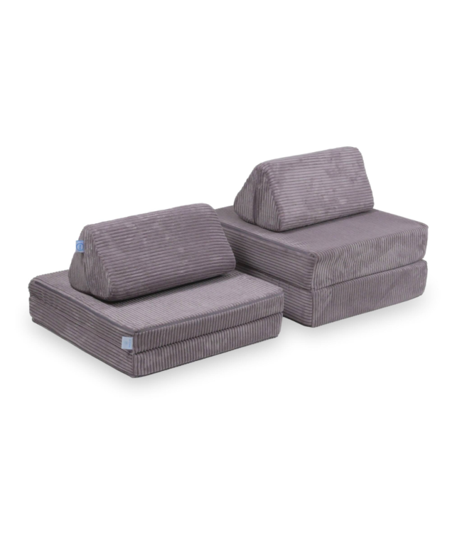 Mini speelbank lavendel corduroy – Montessori meubels voor spel en rust